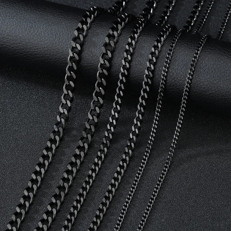 Curb Cuban Necklaces For Men Women Black Gold