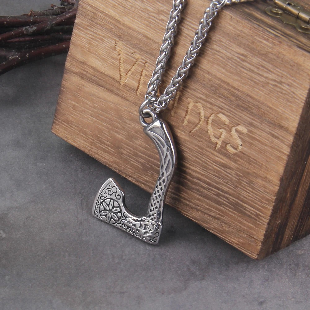 Never Fade Wolf And Raven Slavic Amulets Talismans Viking Odin Axe Necklaces & Pendants Norse Vikings Jewelry Turkish Men Wicca