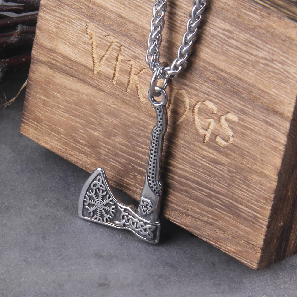 Never Fade Wolf And Raven Slavic Amulets Talismans Viking Odin Axe Necklaces & Pendants Norse Vikings Jewelry Turkish Men Wicca
