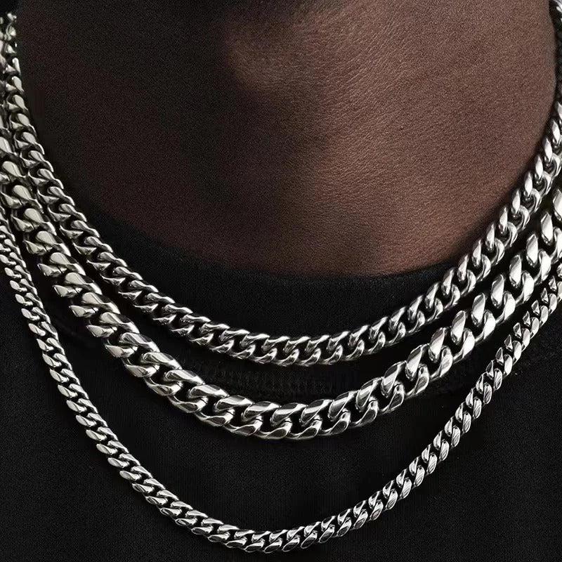 Curb Cuban Necklaces For Men Women Black Gold