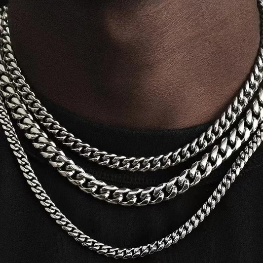 Curb Cuban Necklaces For Men Women Black Gold
