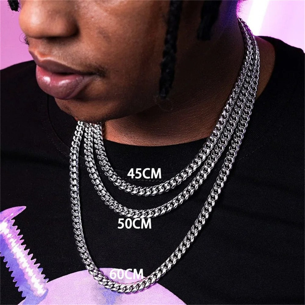 Curb Cuban Necklaces For Men Women Black Gold