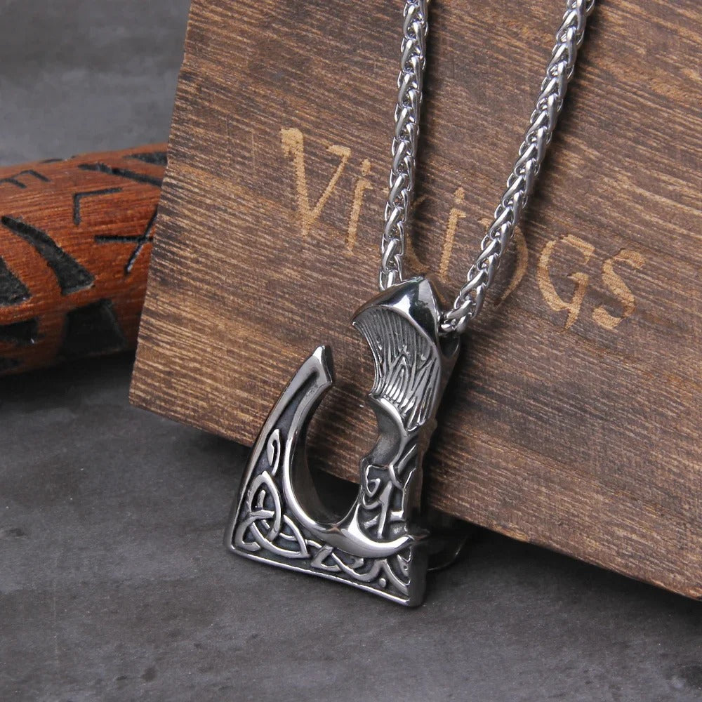 Never Fade Wolf And Raven Slavic Amulets Talismans Viking Odin Axe Necklaces & Pendants Norse Vikings Jewelry Turkish Men Wicca