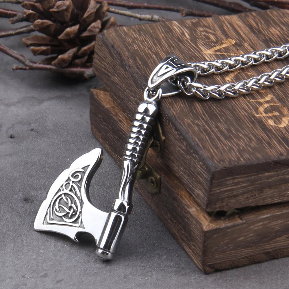 Never Fade Wolf And Raven Slavic Amulets Talismans Viking Odin Axe Necklaces & Pendants Norse Vikings Jewelry Turkish Men Wicca